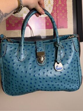 Dooney & Bourke Teal Ostrich Leather Satchel